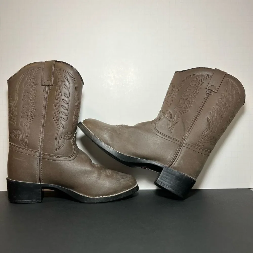 Kids DURANGO Dark Tan Distressed Leather Western Boots / Size 2D